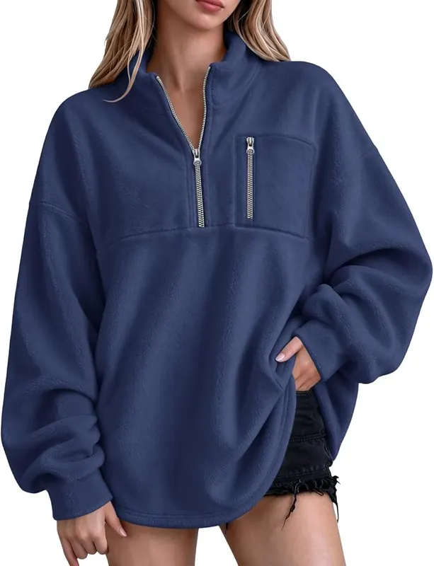 Half Zip Pullover Women Mock Neck Casual – product photo 4 of 8