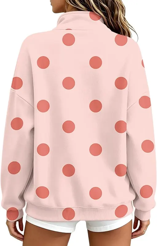 Half Zip Pullover Women Mock Neck Cute – product photo 5 of 5