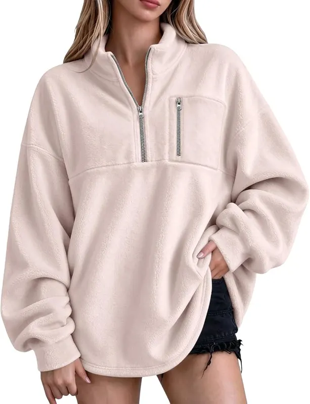 Half Zip Pullover Women Mock Neck Preppy – product photo 4 of 8