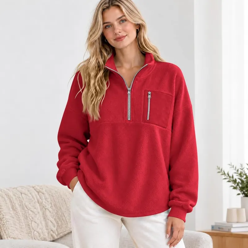 Half Zip Pullover Women Oversized Mockneck Cozy – product photo 3 of 8