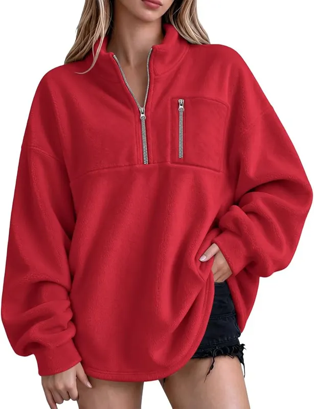 Half Zip Pullover Women Oversized Mockneck Cozy – product photo 4 of 8