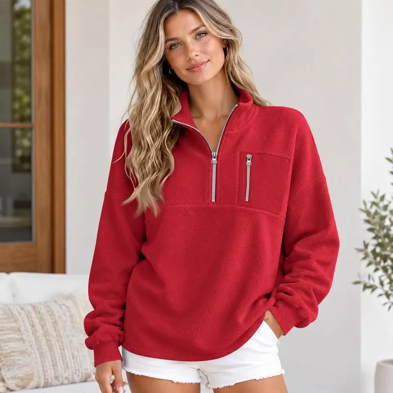 Half Zip Pullover Women Oversized Mockneck Cozy – product photo 6 of 8