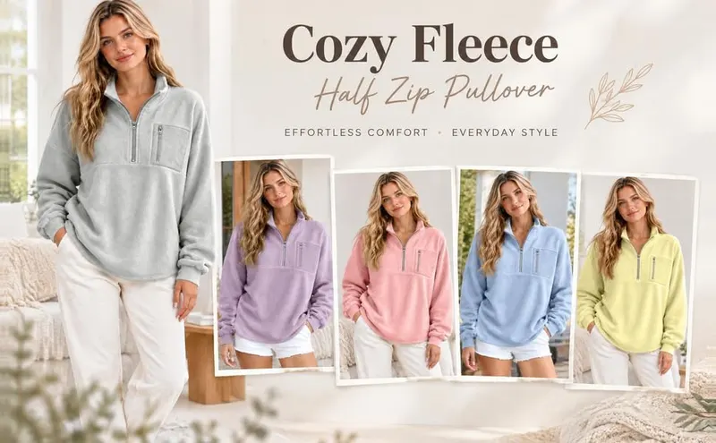 Half Zip Pullover Women Oversized Mockneck Cozy – product photo 7 of 8