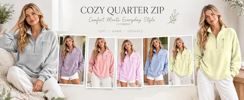 Half Zip Pullover Women Oversized Mockneck Cozy – product photo 8 of 8