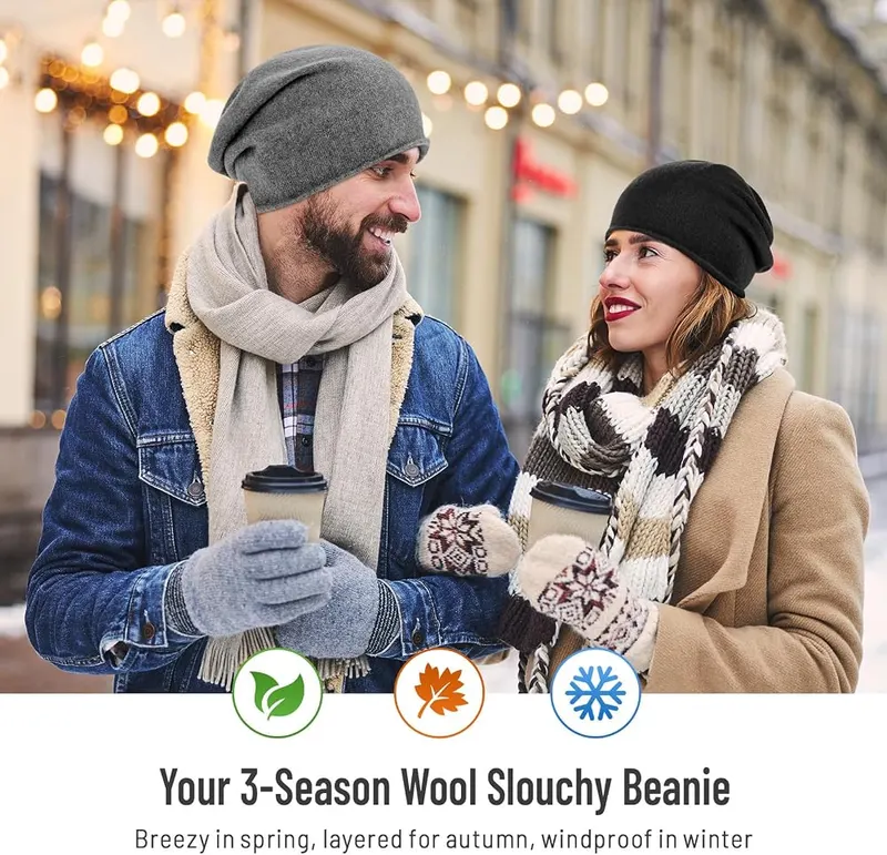 HAMUNI 100% Wool Beanie – Black neutral color