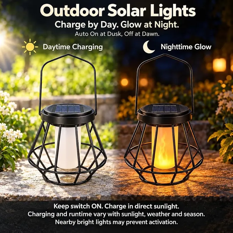Hansang Solar Lantern Outdoor Lights – Vivid Flames & Halloween Ambiance