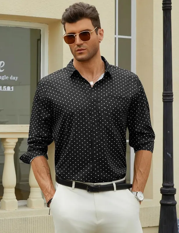 Hardaddy Men’s Pattern Long Sleeve Button Down – Long sleeves with collar