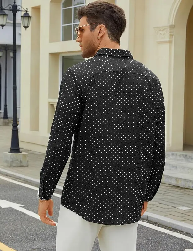 Hardaddy Men’s Pattern Long Sleeve Button Down – Chest pocket design