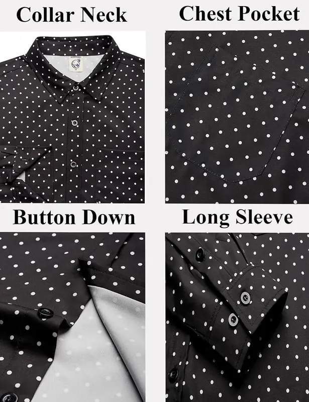 Hardaddy Men’s Pattern Long Sleeve Button Down – Lightweight, breathable fabric
