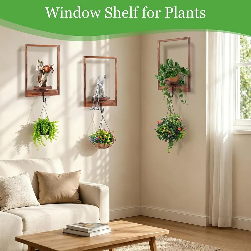 HarmonyHome 3 Pack Solid Wood Hanging Planters – Solid wood construction