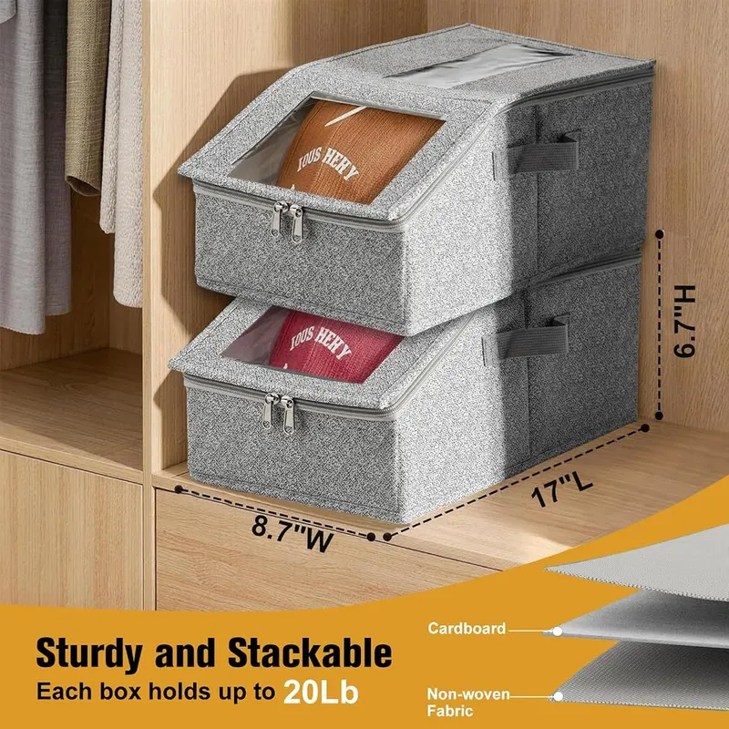 KIPHCA Hat Storage for Baseball Caps Grey Large-3Pack – Three pack storage boxes
