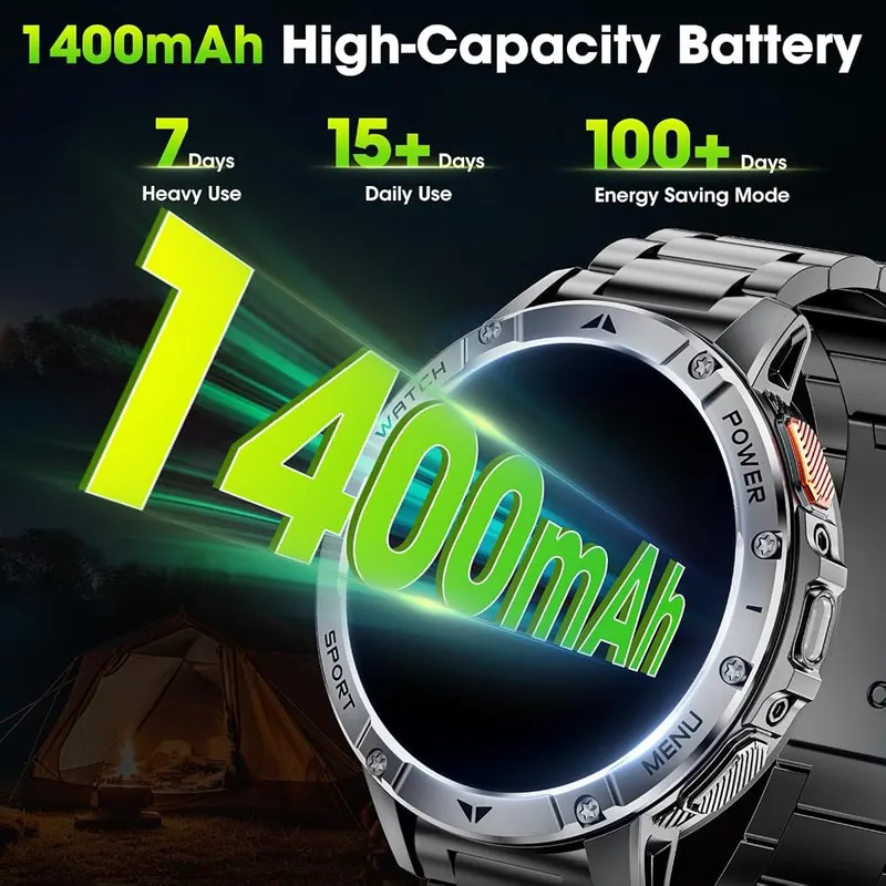 Haulvean Military Smart Watch – 1400mAh Large Battery with Exceptional Longevity
