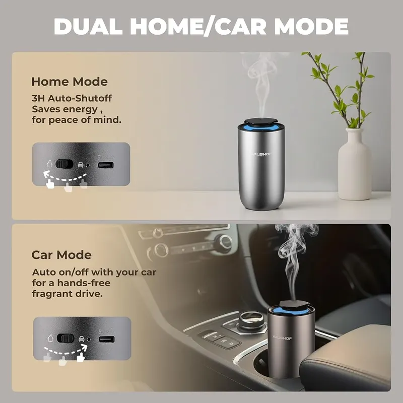 HAUSHOF Waterless Essential Oil Diffuser – Car Mode vibration sensor