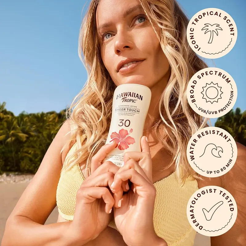 Hawaiian Tropic Sheer Touch Lotion – MADE WITH ISLAND-INSPIRED BOTANICALS like papaya, mango