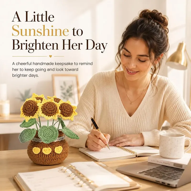 Hccgfy Crochet Sunflower Gift – Premium Gift Box:Complete with a Hccgfy brand premium