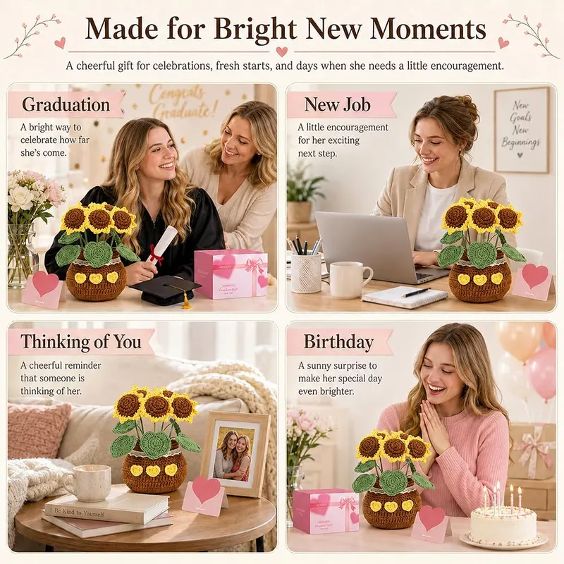 Hccgfy Crochet Sunflower Gift – Versatile Decoration