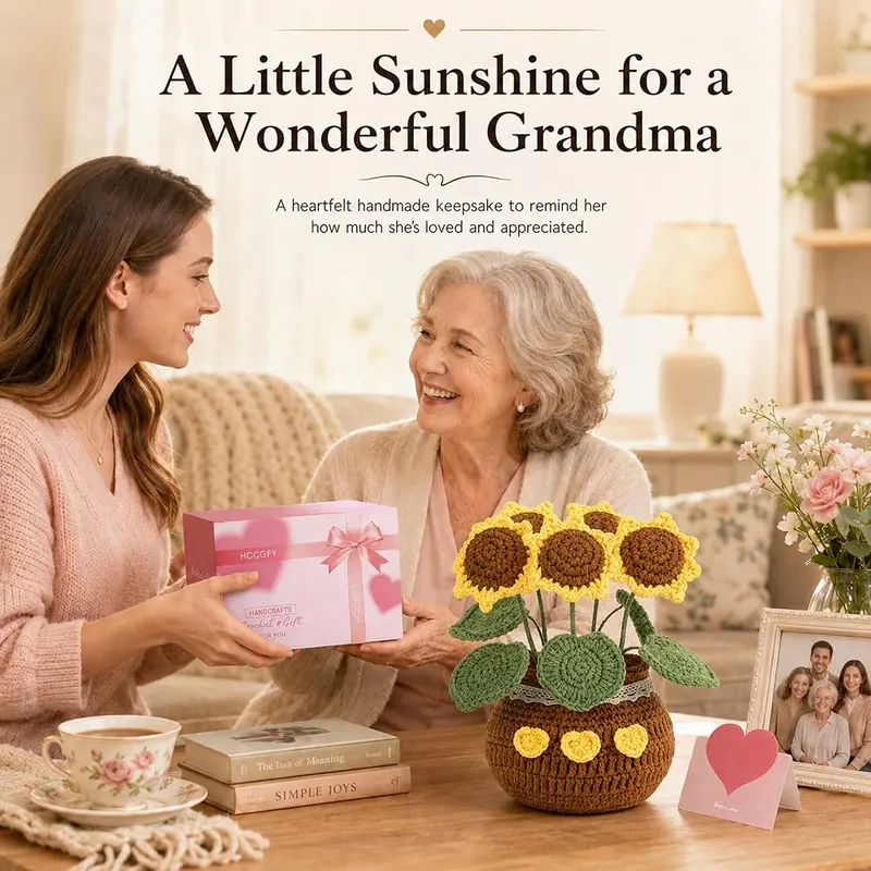 Hccgfy Crochet Sunflower Gift – Thoughtful Gift