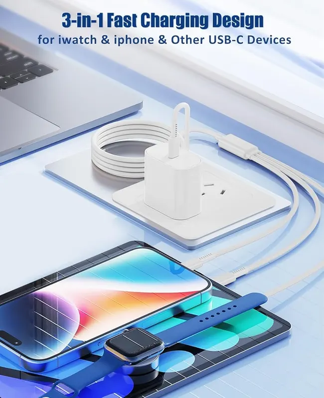 Hcoob for Apple Watch Charger Fast Charging – 3-in-1 Travel Fast Charging Design