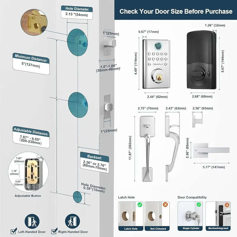 HEANTLE WiFi Smart Door Lock Set – Fingerprint recognition entry
