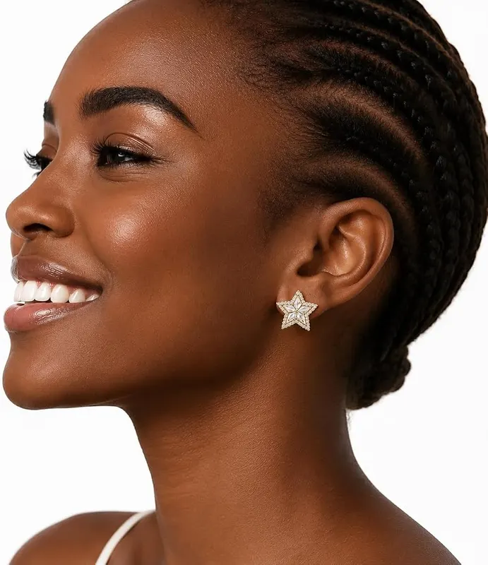 HEFEIYU Star Earrings – Sparkling cubic zirconia stones