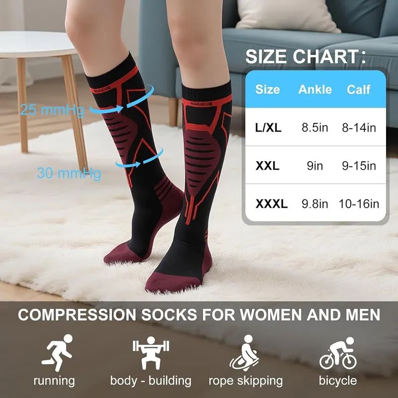 Henland-Jump 3 Pas Compression Socks – Moisture-wicking nylon fabric