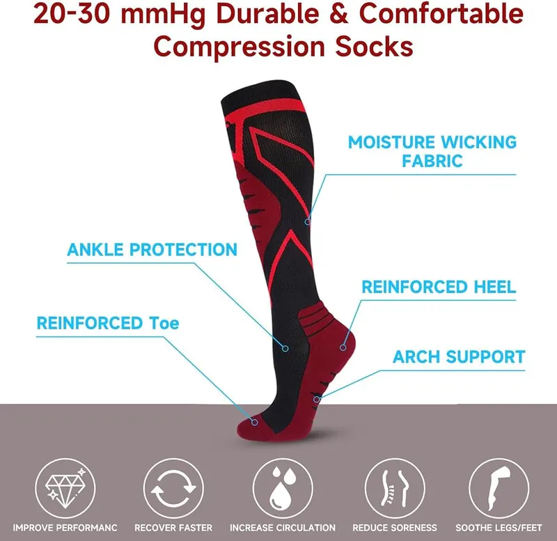 Henland-Jump 3 Pas Compression Socks – Reinforced heel and toe