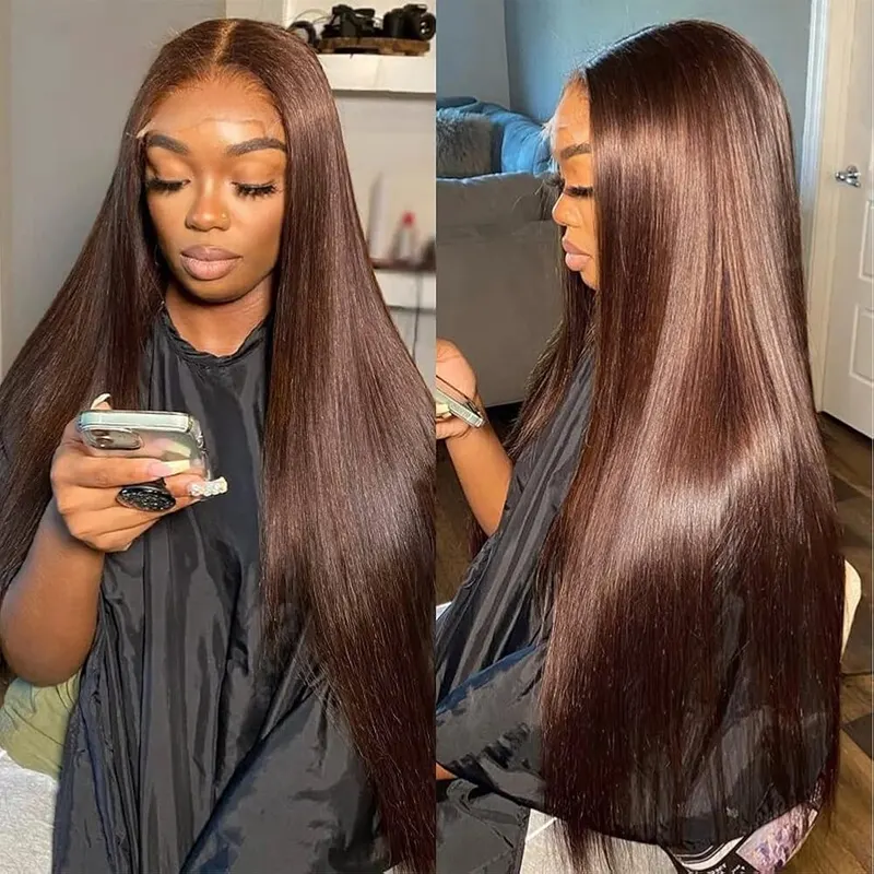 Hermosa Chocolate Brown Lace Front Wigs Human