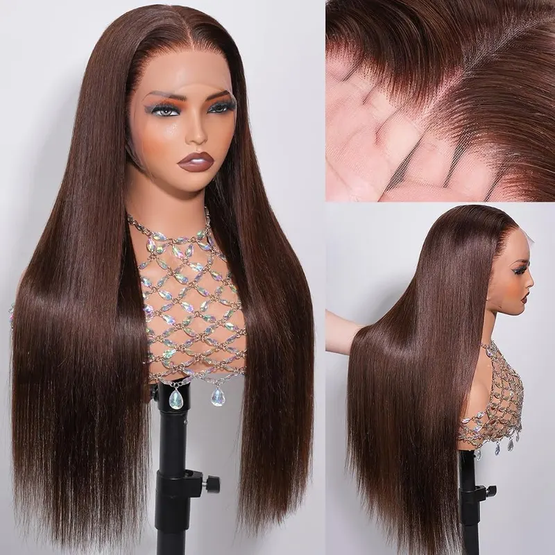 Hermosa Chocolate Brown Lace Front Wigs Human – 12A grade human hair