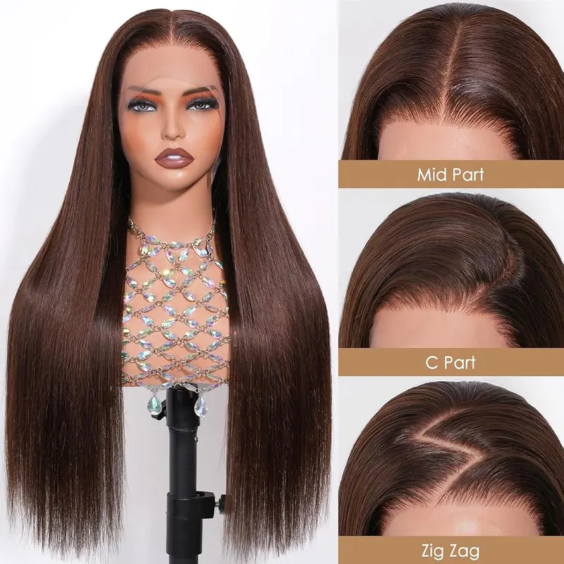 Hermosa Chocolate Brown Lace Front Wigs Human – Rich chocolate brown color