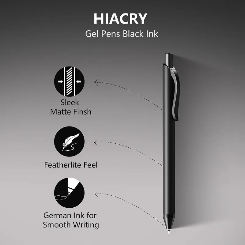Hiacry 8 Pcs Gel Pens – Quick-Dry Long Lasting Ink