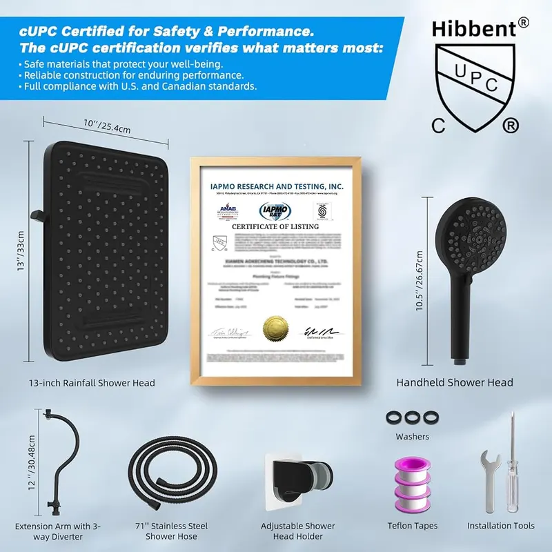 Hibbent 13” 5-spray Rain Shower Head – product photo 7 of 9