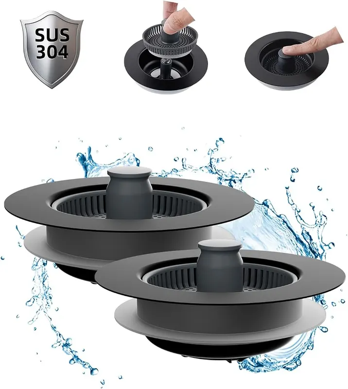 Hibbent 2 Pack Upgraded 3-in-1 Kitchen Sink