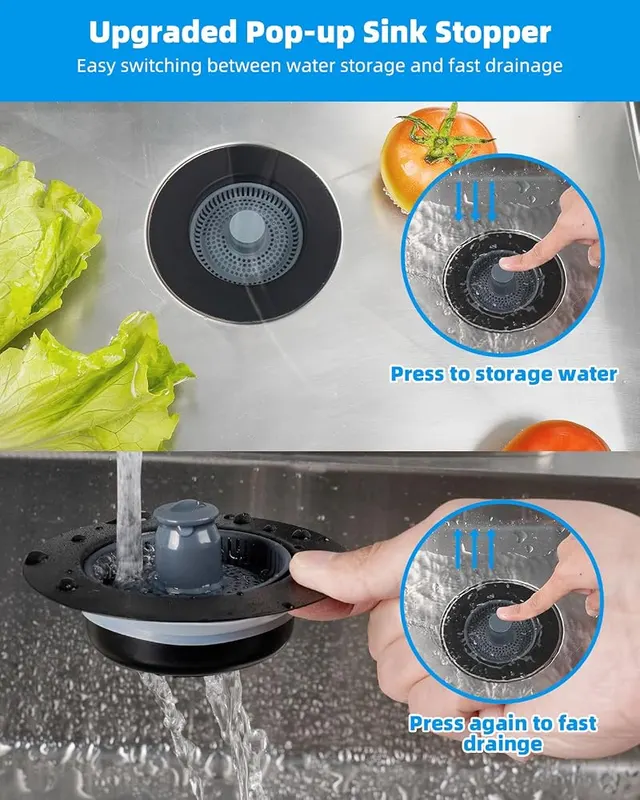 Hibbent 2 Pack Upgraded 3-in-1 Kitchen Sink – product photo 3 of 8