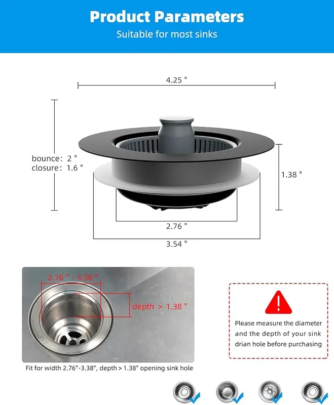 Hibbent 2 Pack Upgraded 3-in-1 Kitchen Sink – product photo 7 of 8