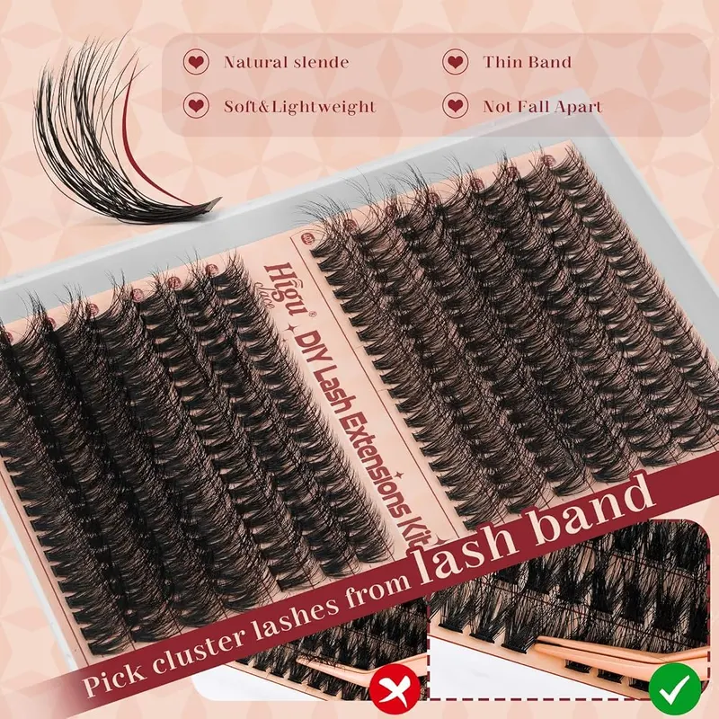 Higu clace Cluster-Lashes Kit 40D+50D – 10 to 18mm mixed lengths