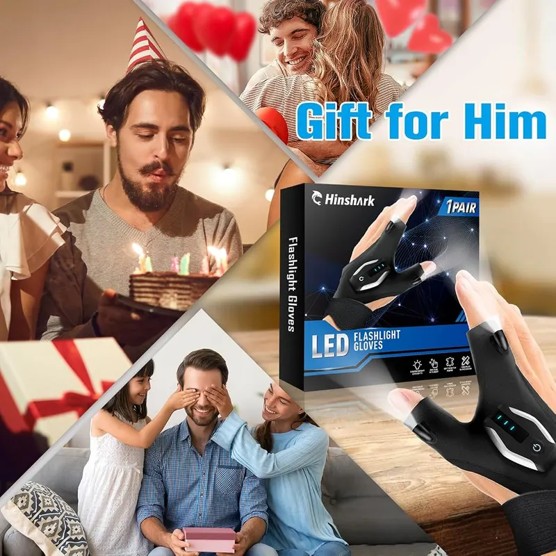 Hinshark Christmas Stocking Stuffers – LED flashlight gloves