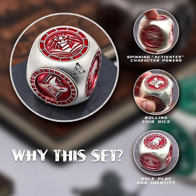 HNCCESG 7-in-1 Metal DND Dice Spinner Cube 3D – Built for Tabletop RPGs