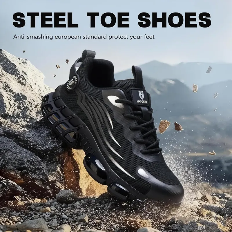 Hogent Steel Toe Shoes Carbon Black – Reinforced steel toe cap protection