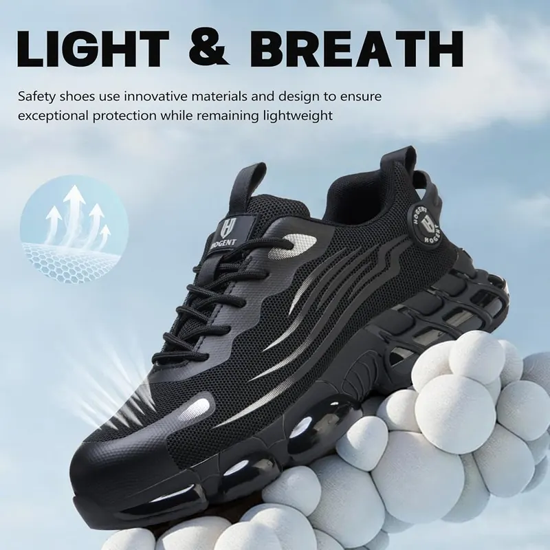 Hogent Steel Toe Shoes Carbon Black – Breathable mesh upper for airflow