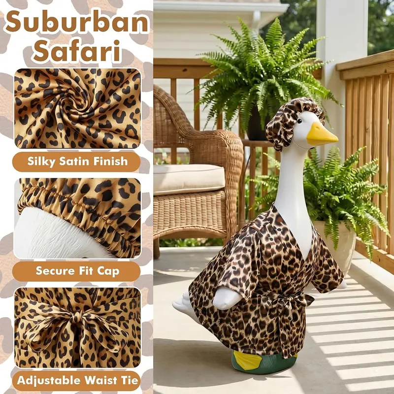 holoith Leopard Porch Goose Outfit Brown Leopard Print – Size Specifications for 23 Inch Porch Goose Statue