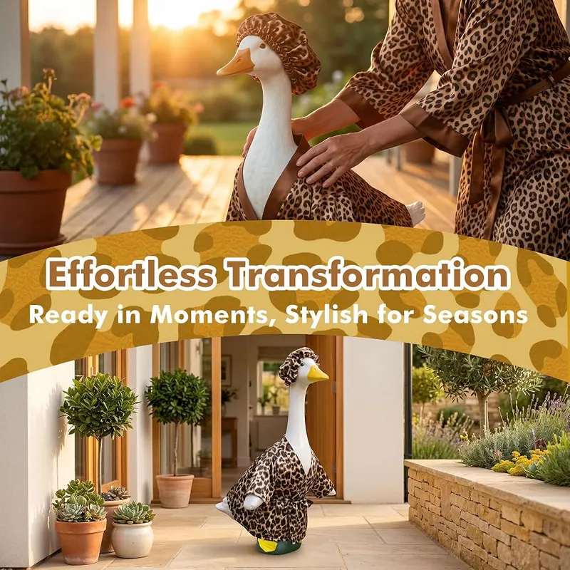 holoith Leopard Porch Goose Outfit Brown Leopard Print – Versatile Scene Decoration