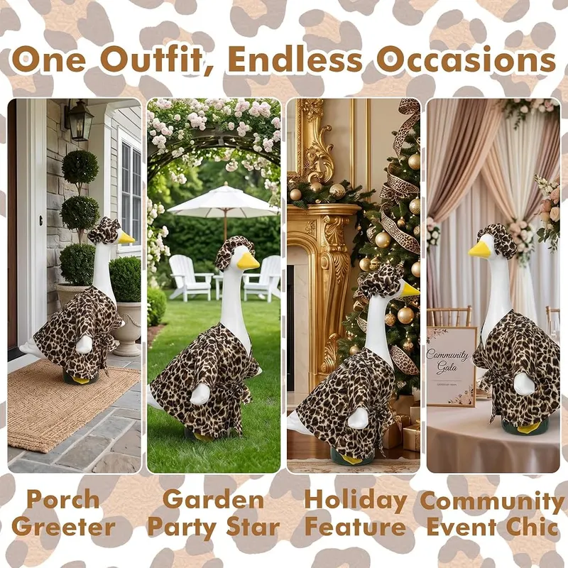 holoith Leopard Porch Goose Outfit Brown Leopard Print – Easy to Dress and Maintain