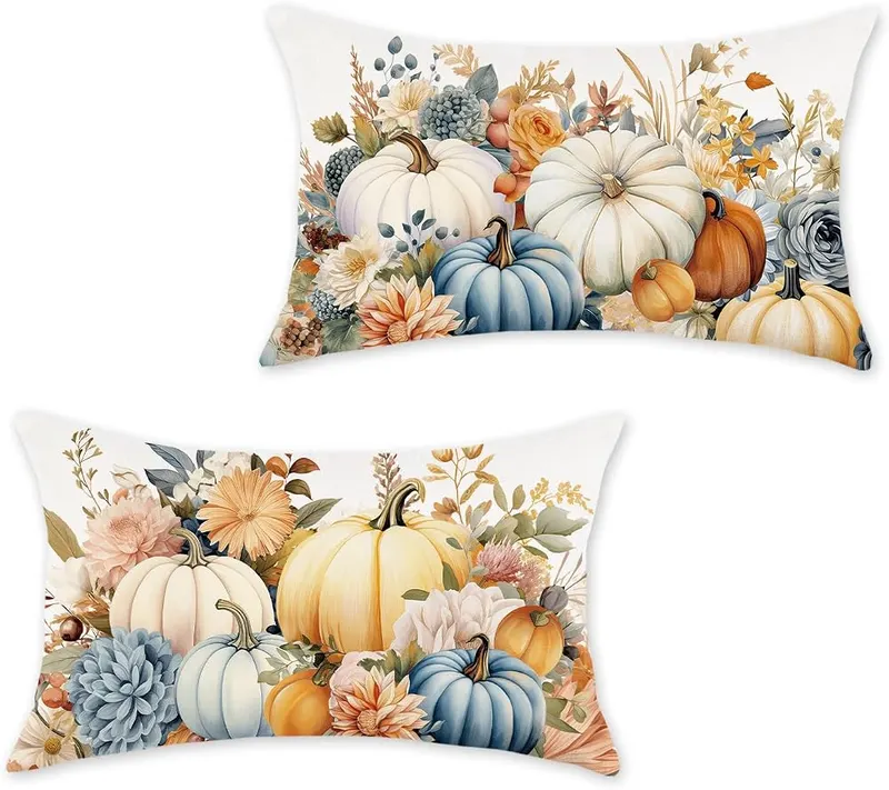 HOMFREEST Fall Pumpkins Throw Pillow Covers 12×20