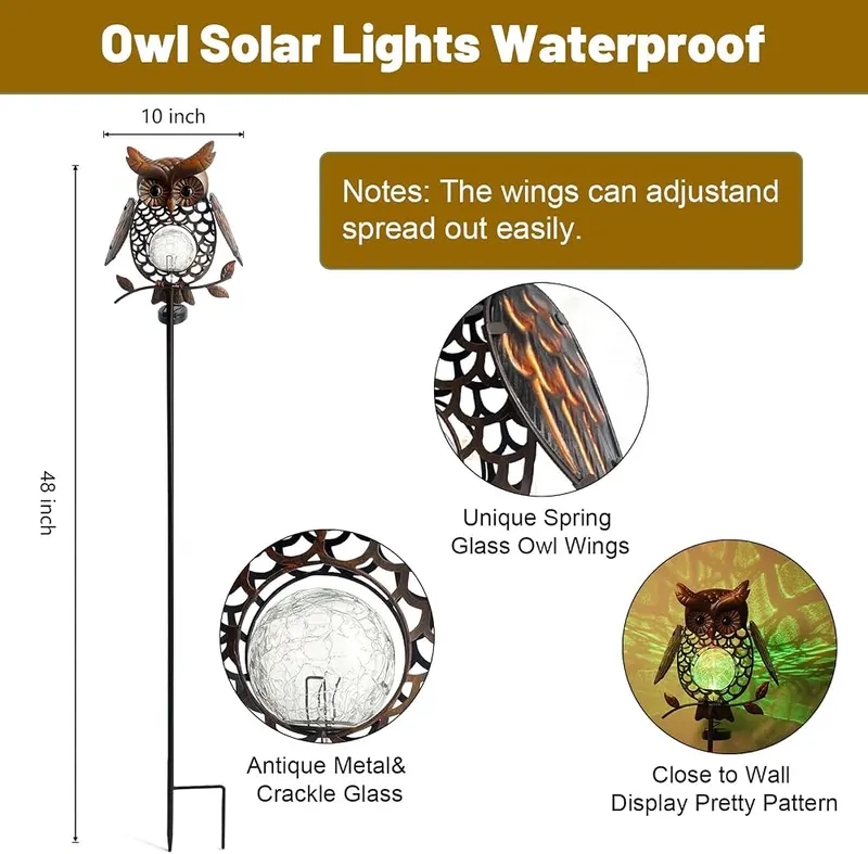 HONGLAND Solar Lights Outdoor Decor Waterproof – Funny Owl Gifts Idea