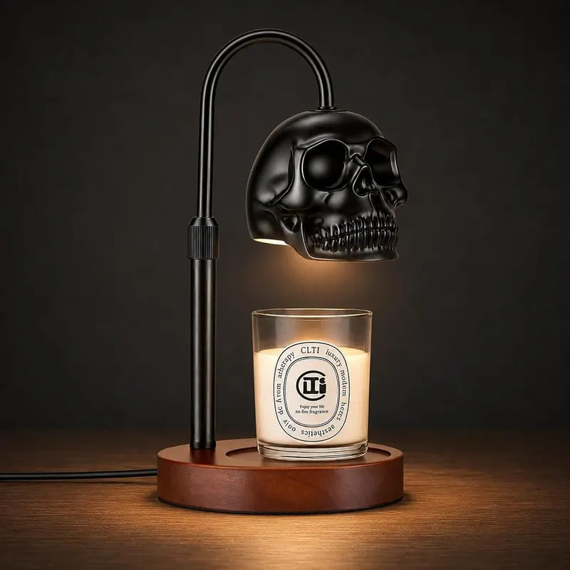 Honvinor Skull Candle Warmer Lamp in Black