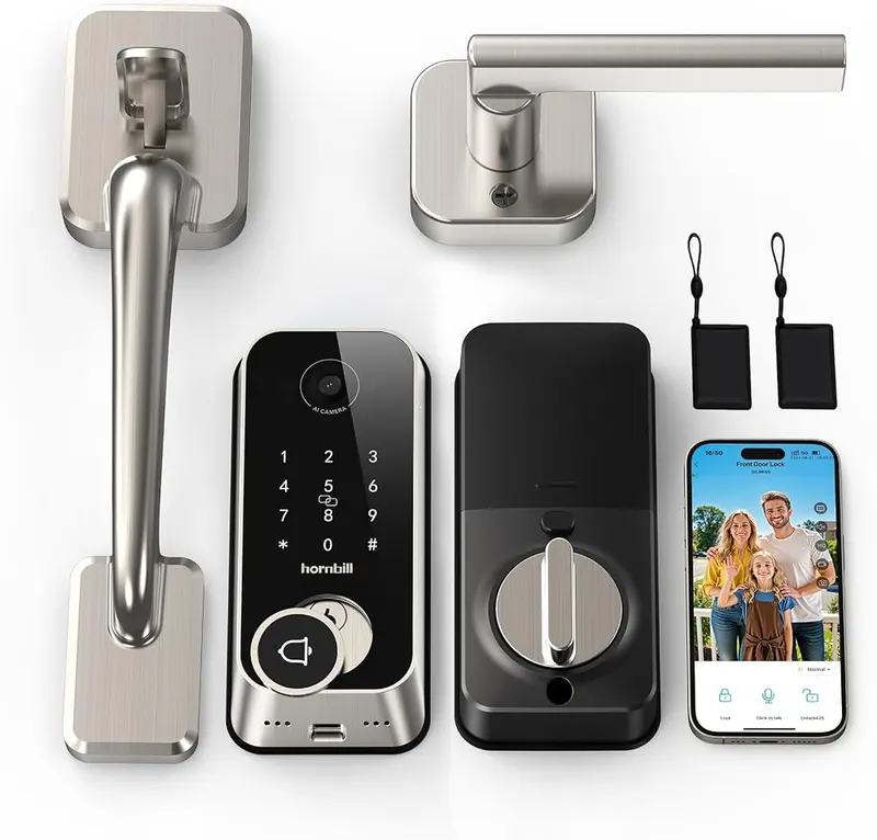 hornbill Smart Front Door Lock Sets Satin Nickel in Satin Nickel