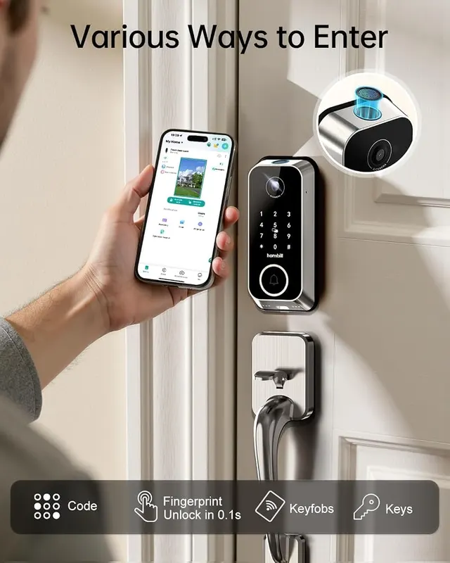 hornbill Smart Front Door Lock Sets Satin Nickel – WiFi Function and Remote Access