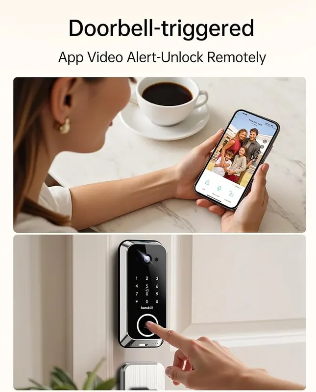 hornbill Smart Front Door Lock Sets Satin Nickel – Smart Alerts and Remote Management