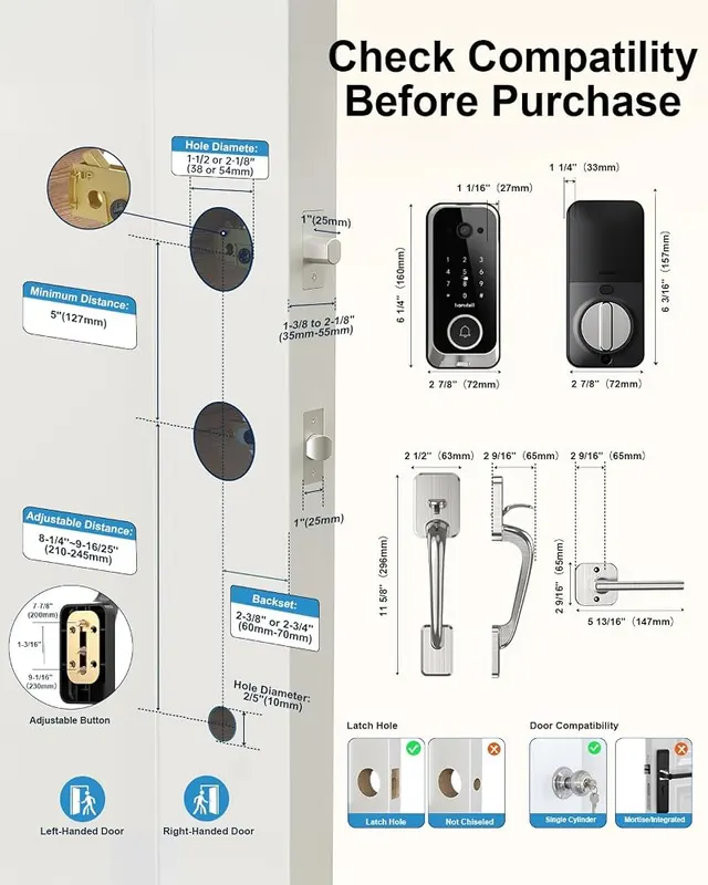 hornbill Smart Front Door Lock Sets Satin Nickel – product photo 9 of 9