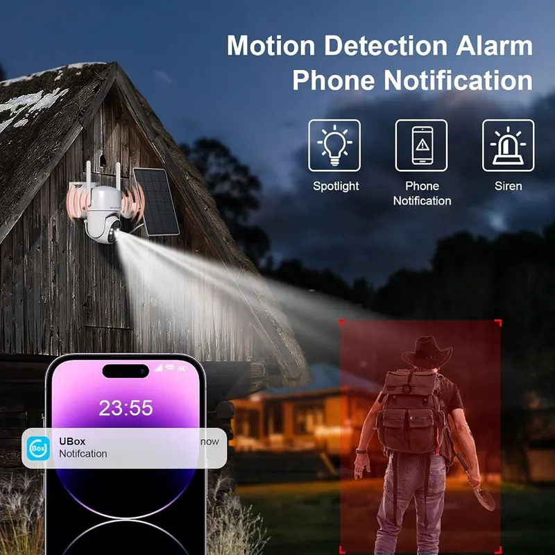 HOSAFE.COM 4G LTE Cellular Security Camera No – PIR motion alerts to phone